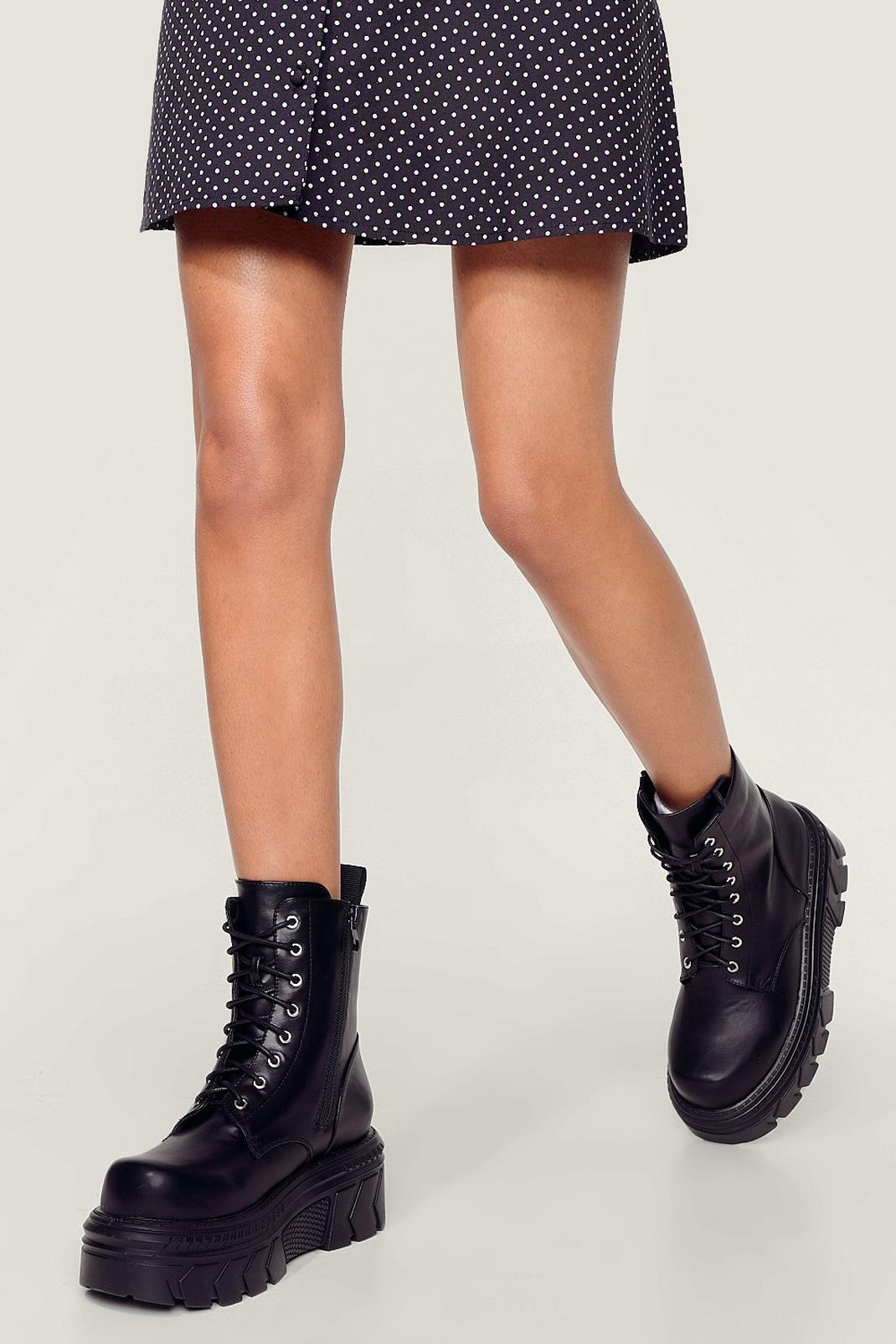 105 Faux Leather Chunky Ankle Boots image number 2
