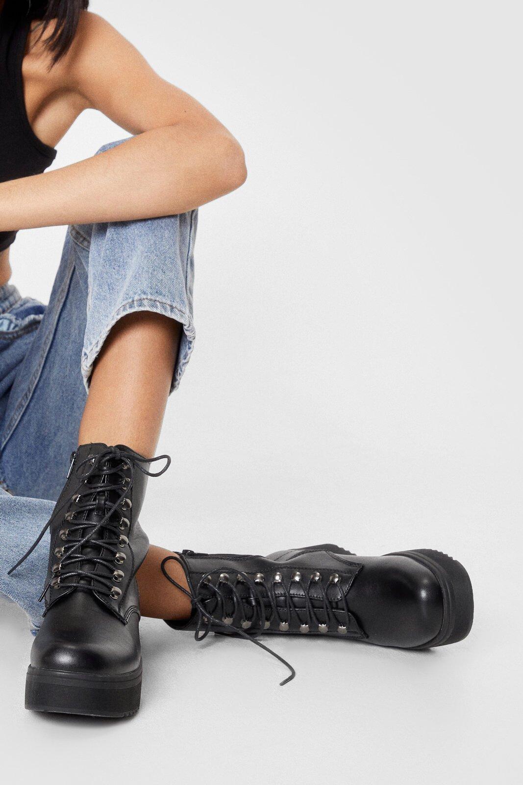 black string up boots