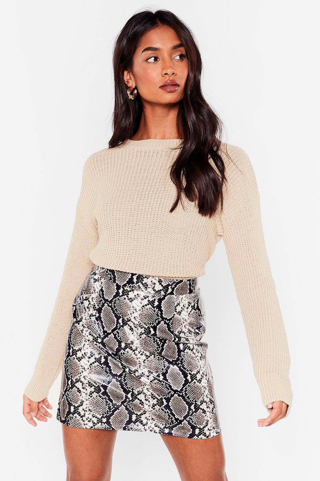 Stone Chunky Knit Crew Neck Sweater image number 1