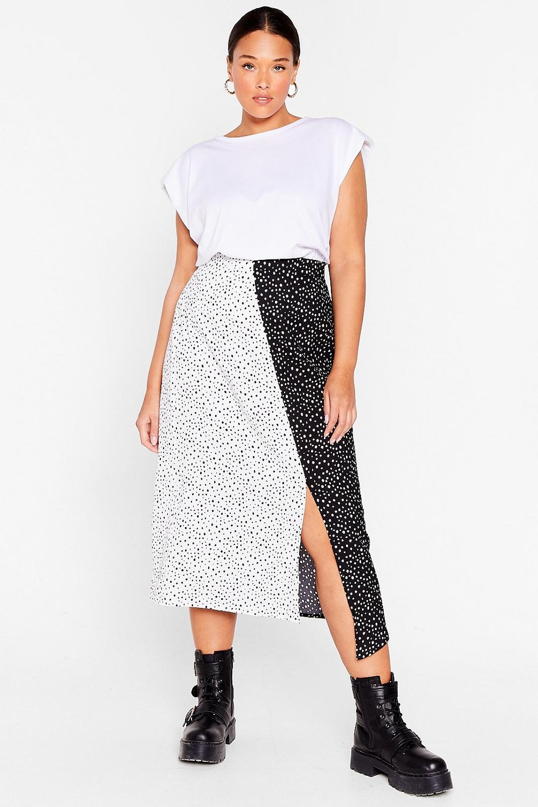 There's Been a Mix Up Plus Spotty Midi Skirt image number 1