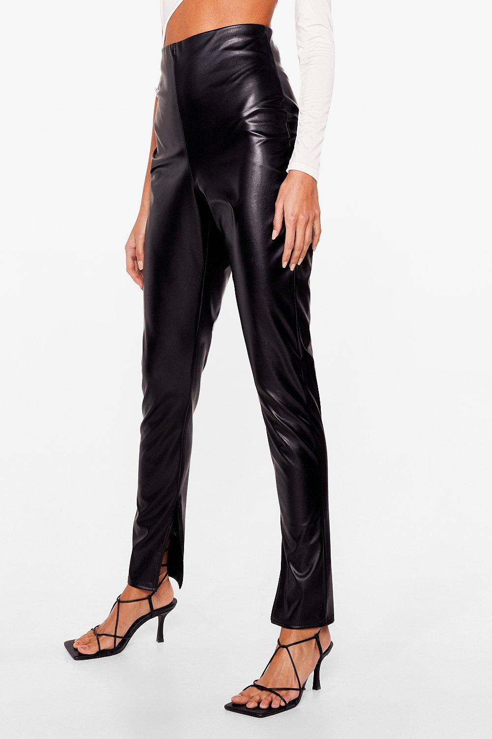 Topshop Tall leather look legging in black - ShopStyle