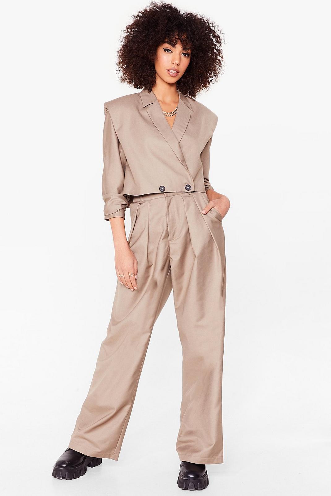 Stone Down to Business High-Waisted Wide-Leg Pants image number 1