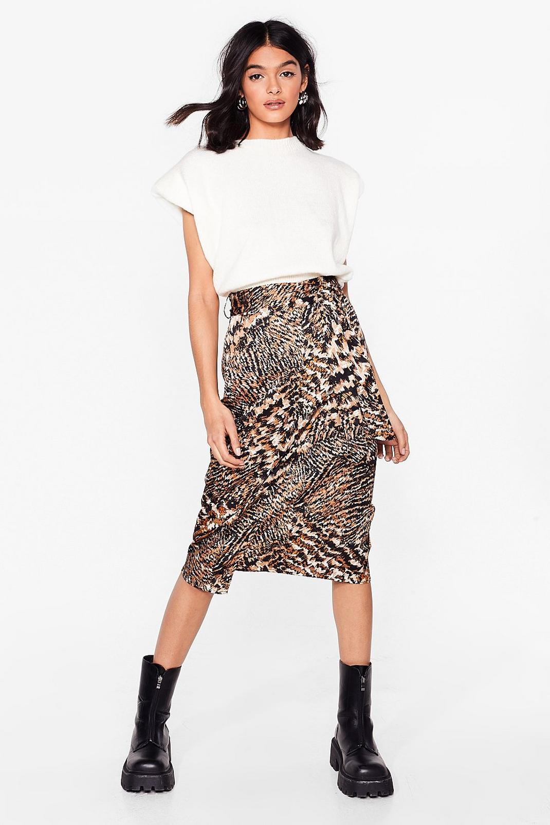 Animal Print Wrap Midi Skirt image number 1