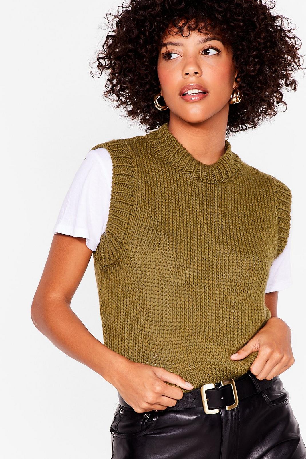 Sage Crew Neck Knitted Sleeveless Tank image number 1