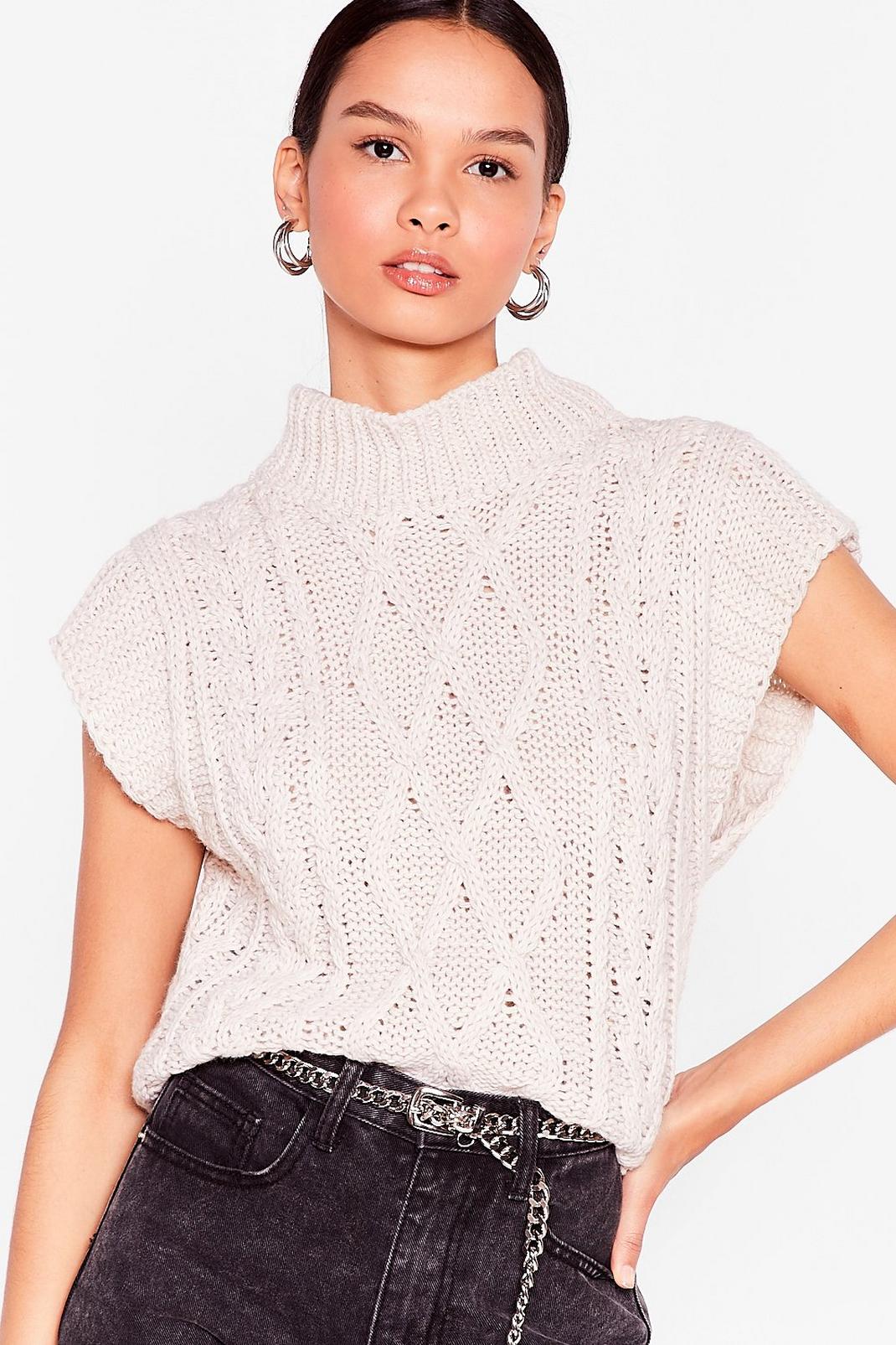 Chunky Cable Knit Sleeveless Jumper image number 1