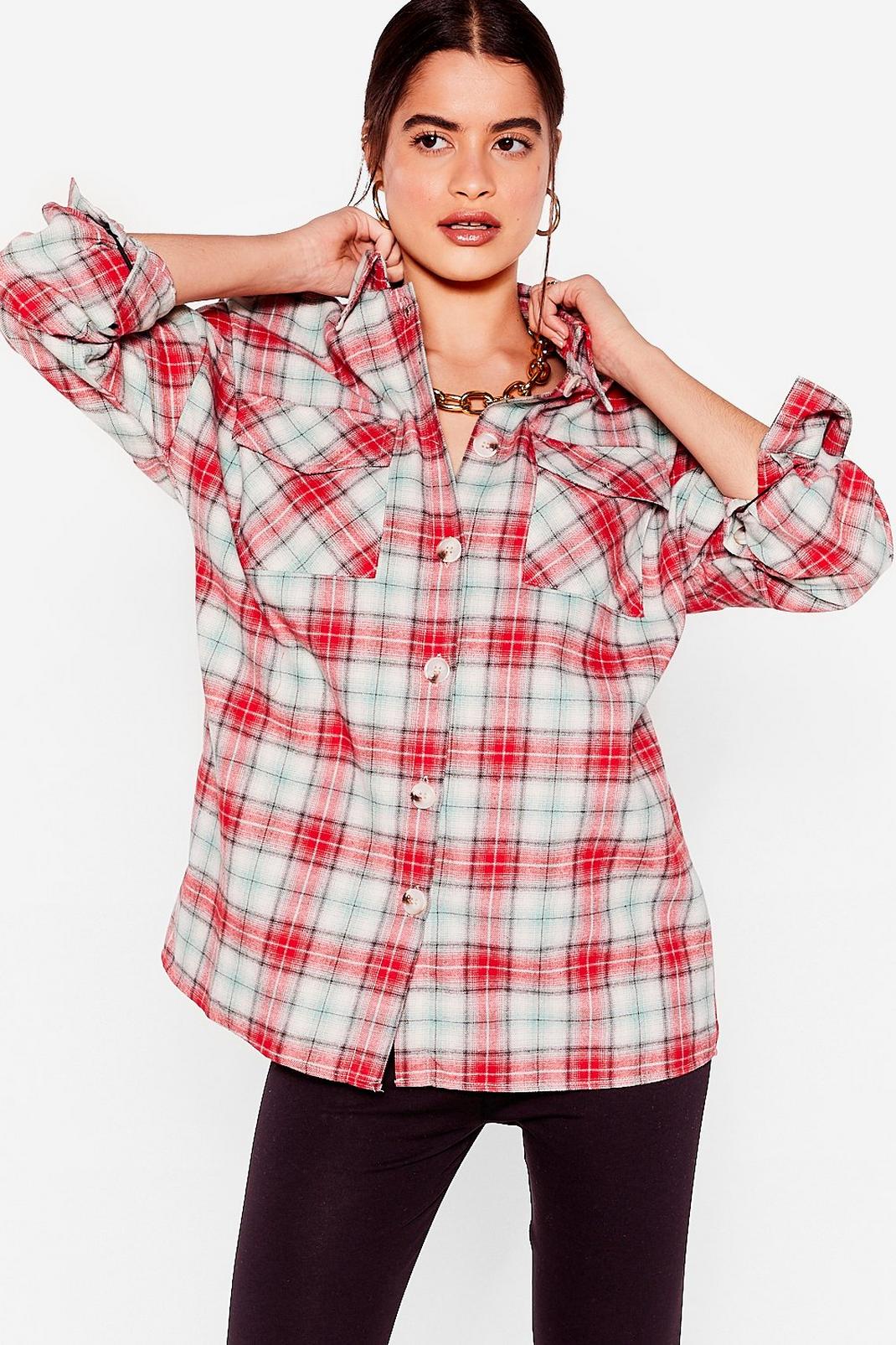 Red Casual Plaid Button Up Shirt image number 1