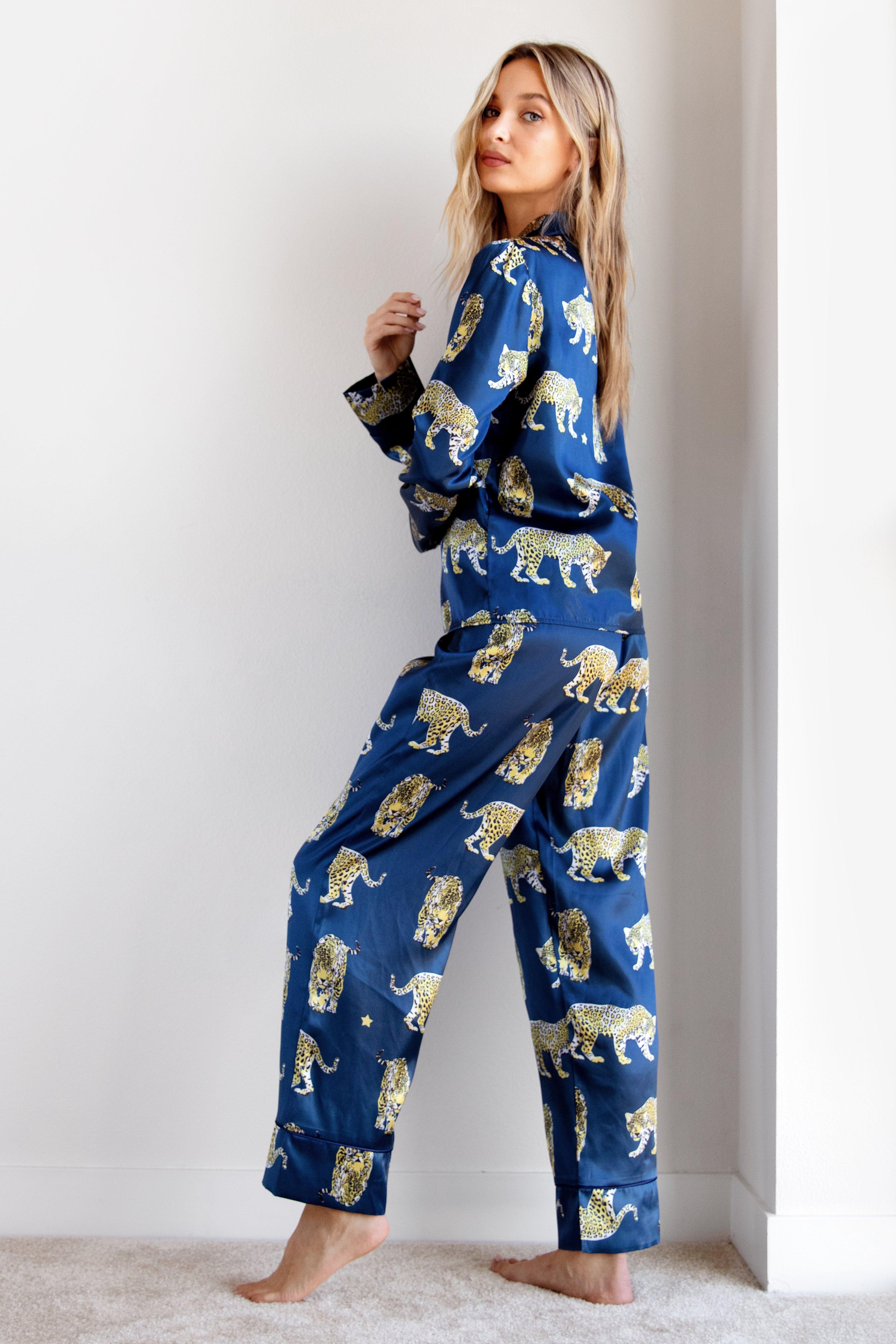 Cheetah satin pajama online set