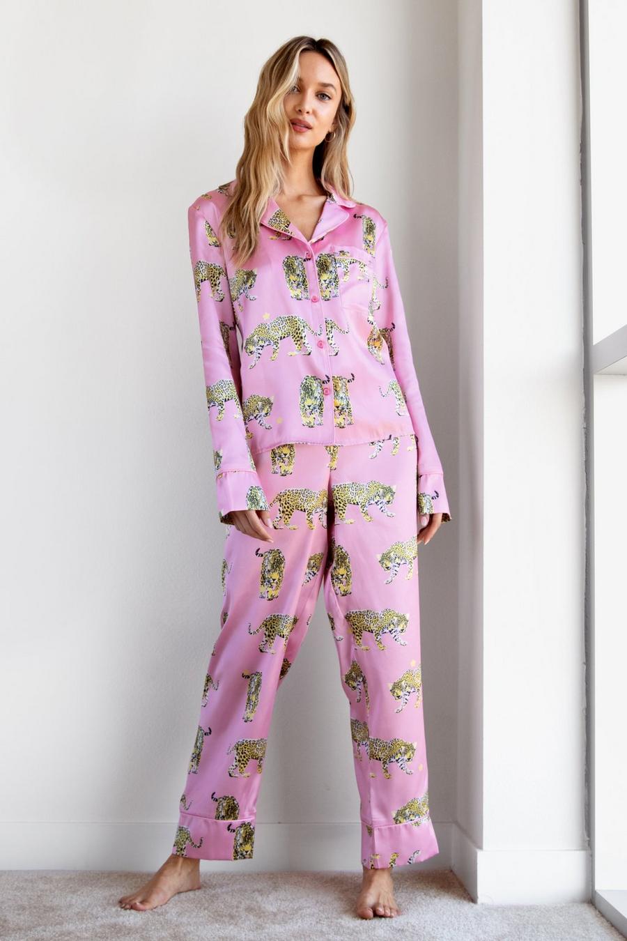 Cheetahs Always Prosper Satin Shirt and Pajama Set
