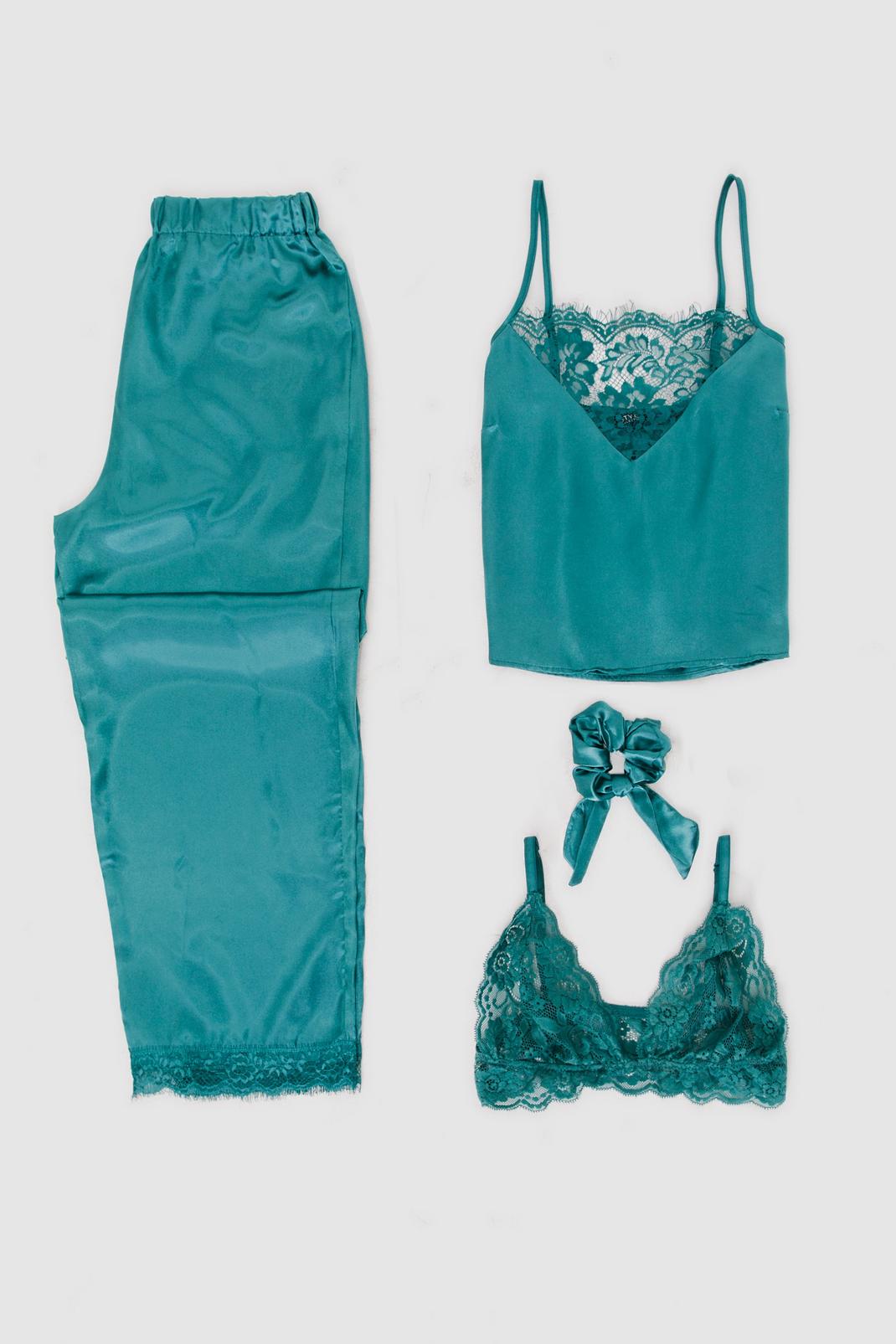Emerald Lace Stay Home 4-Pc Pyjama Pants Set image number 1