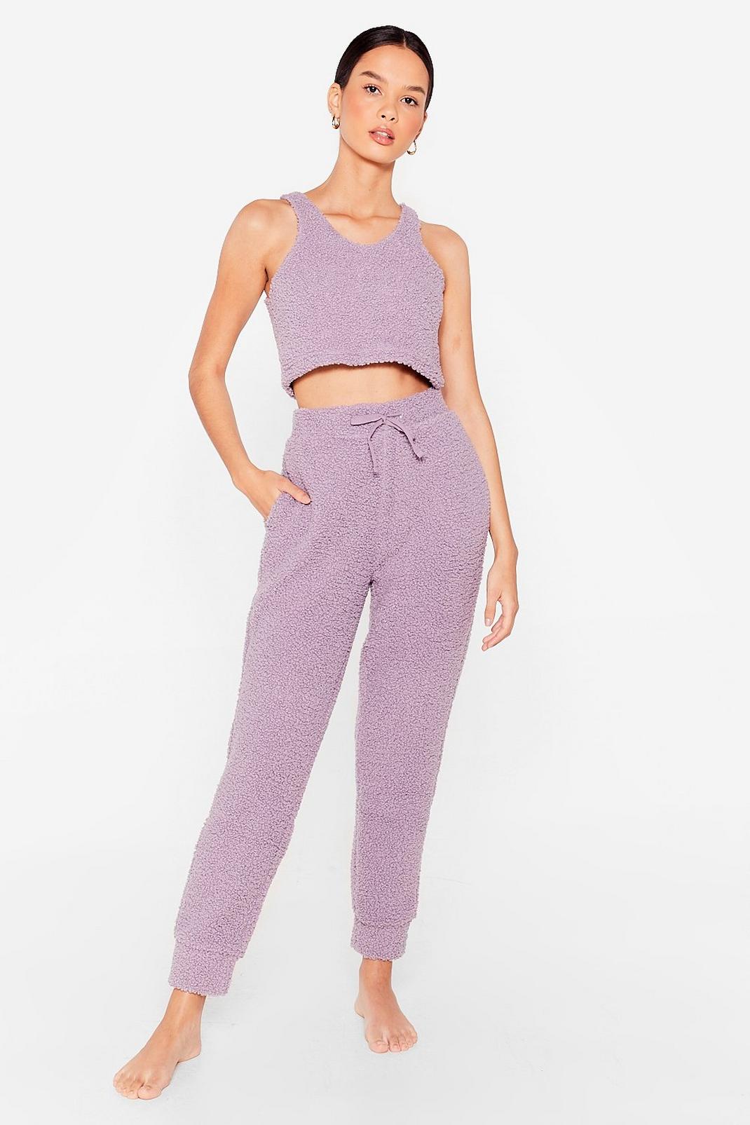 Sherpa Crop Top and Tracksuit Pants Loungewear Set image number 1