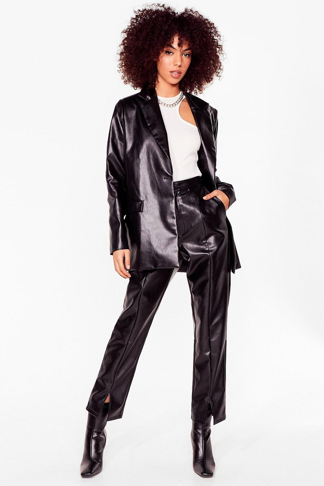 Faux Leather Straight Leg Pants image number 1