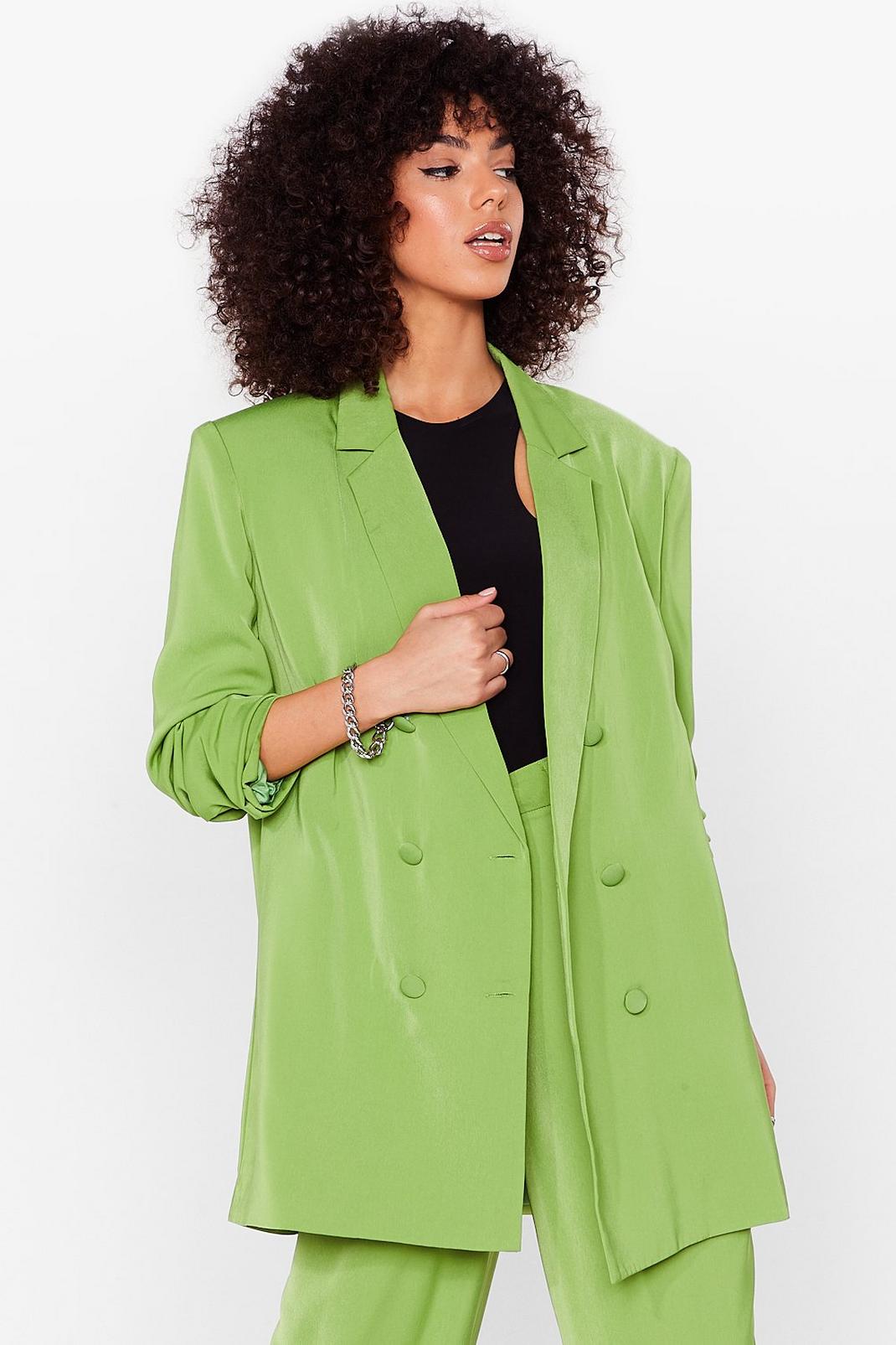 Green Oversized Tailored Notch Lapel Blazer image number 1