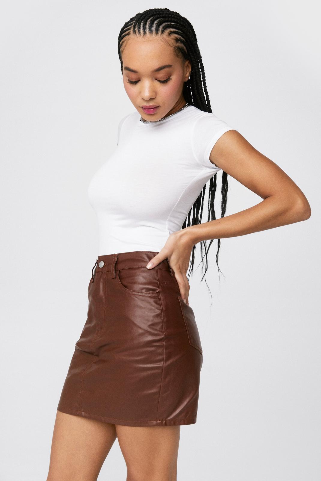 Chocolate Coated Denim Mini Skirt image number 1