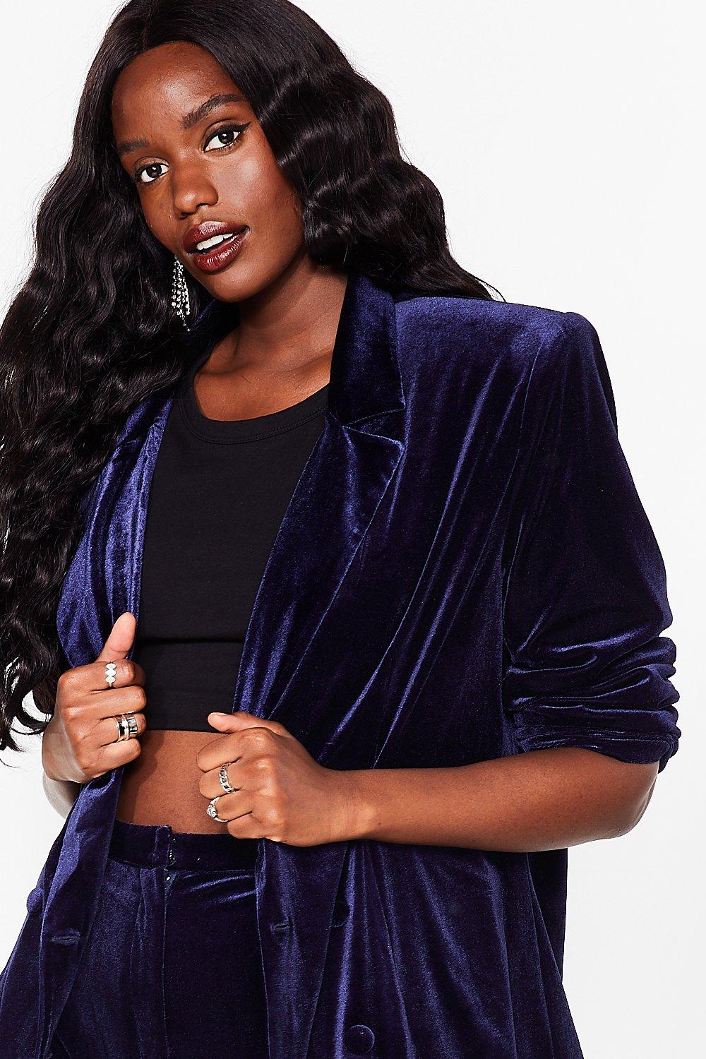 Plus size hotsell blue velvet blazer