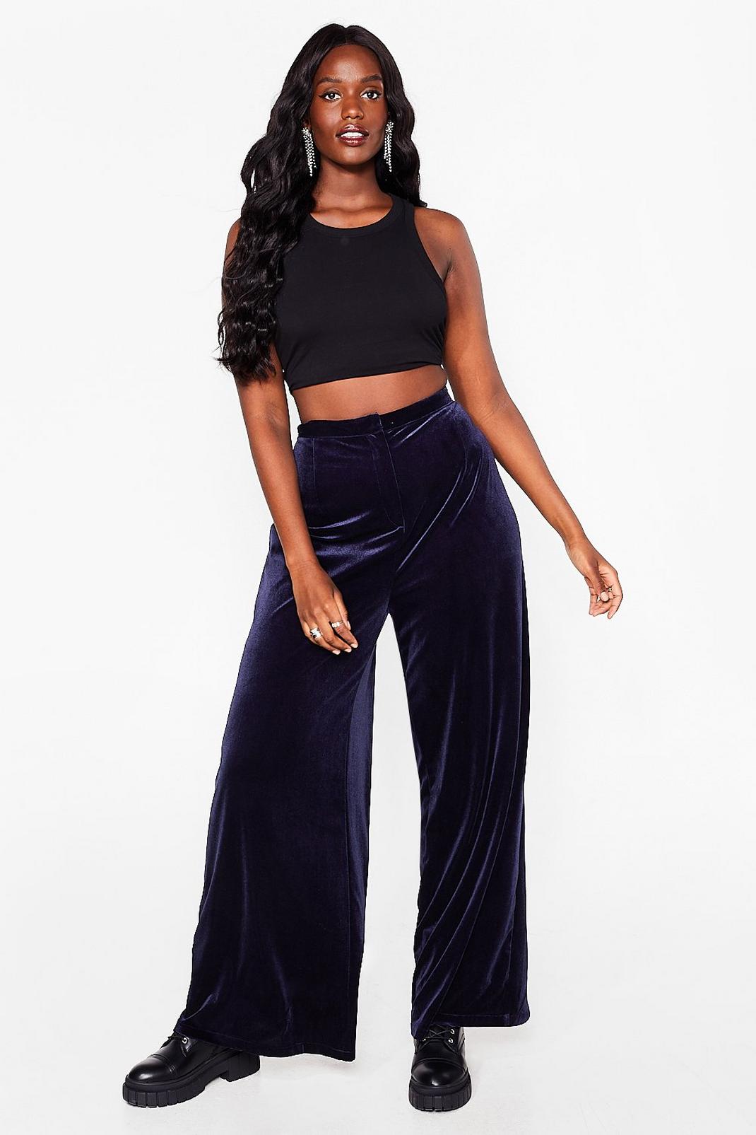 Can You Feel It Plus Velvet Wide-Leg Pants image number 1