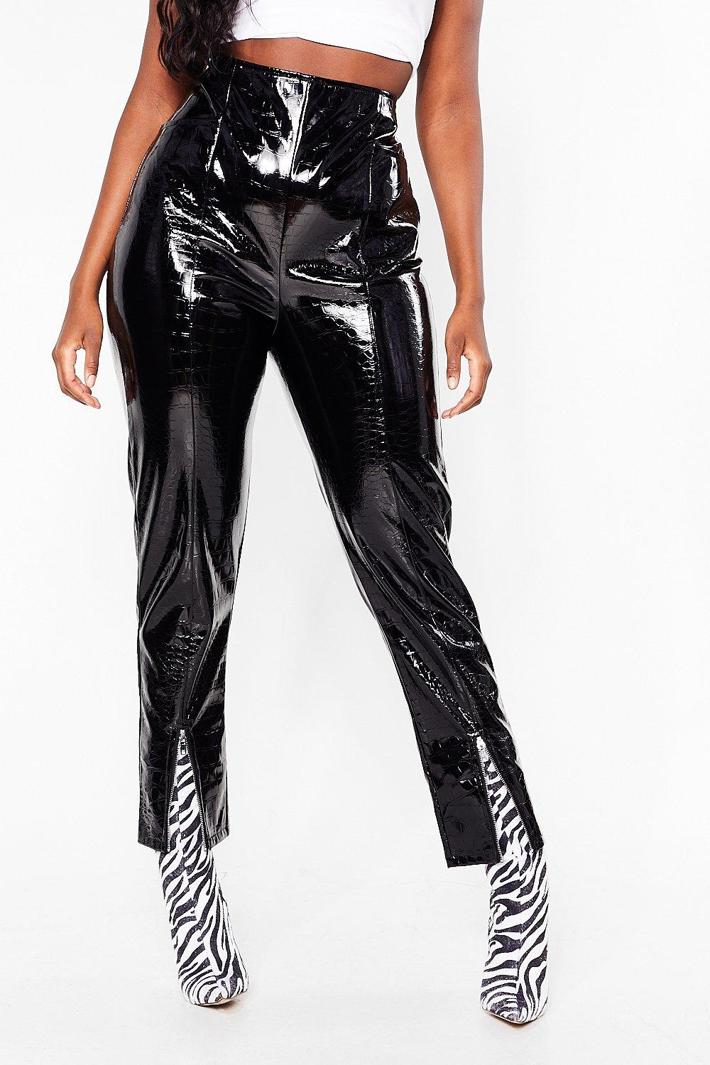 Croc Our World Plus Faux Leather Slit Pants