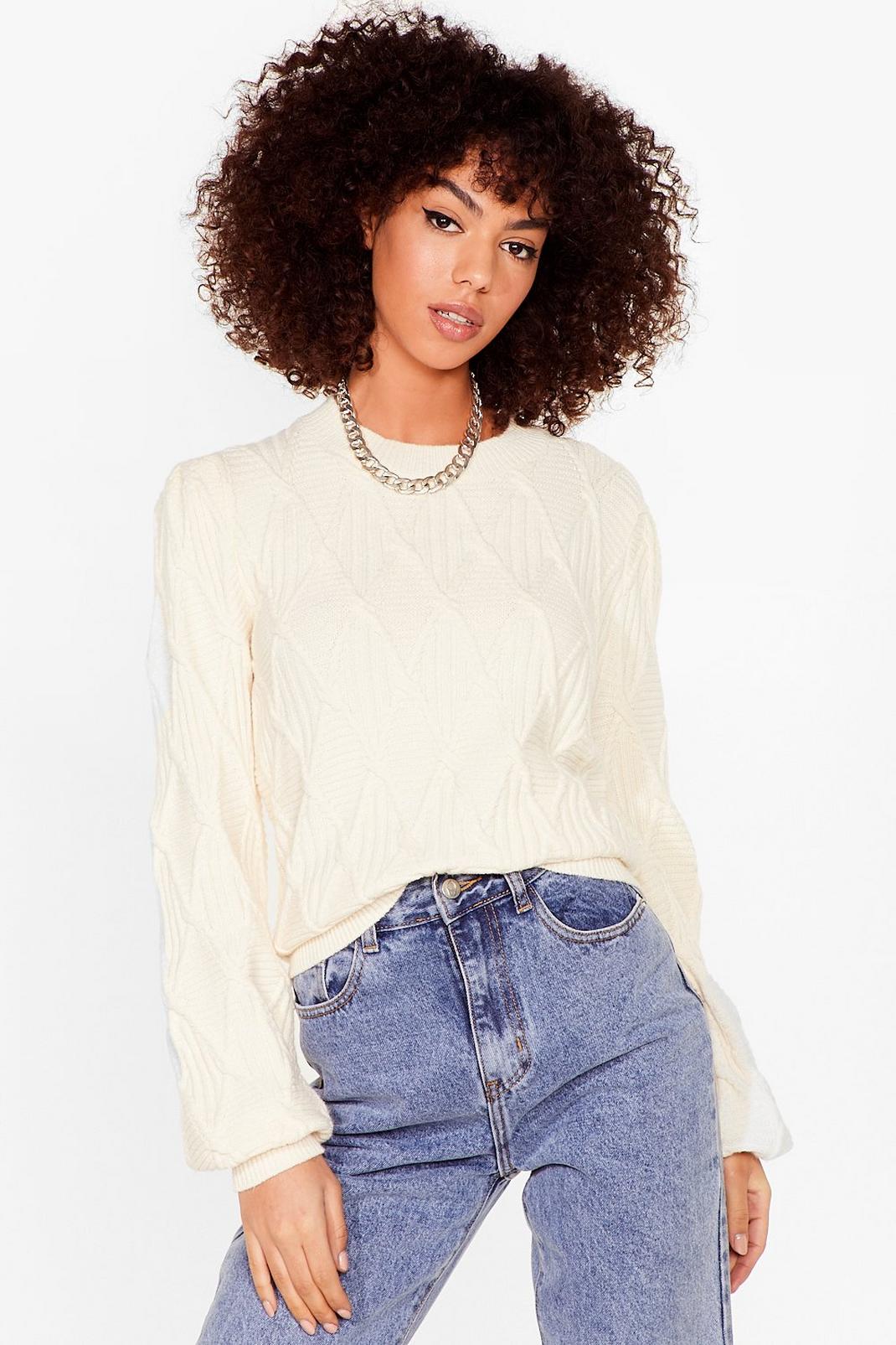 Cream Knit's a Beautiful Day Crew Neck Jumper image number 1