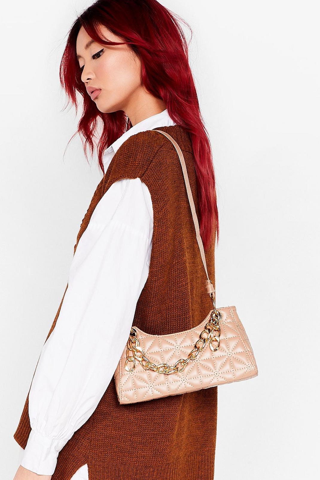 Beige WANT Quilted Chain Shoulder Bag image number 1