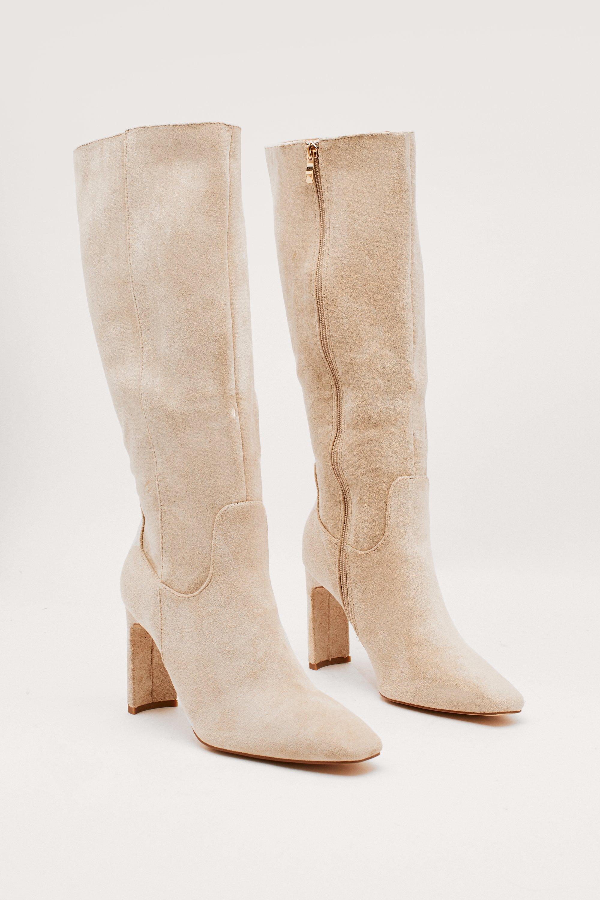 Cream suede clearance knee high boots