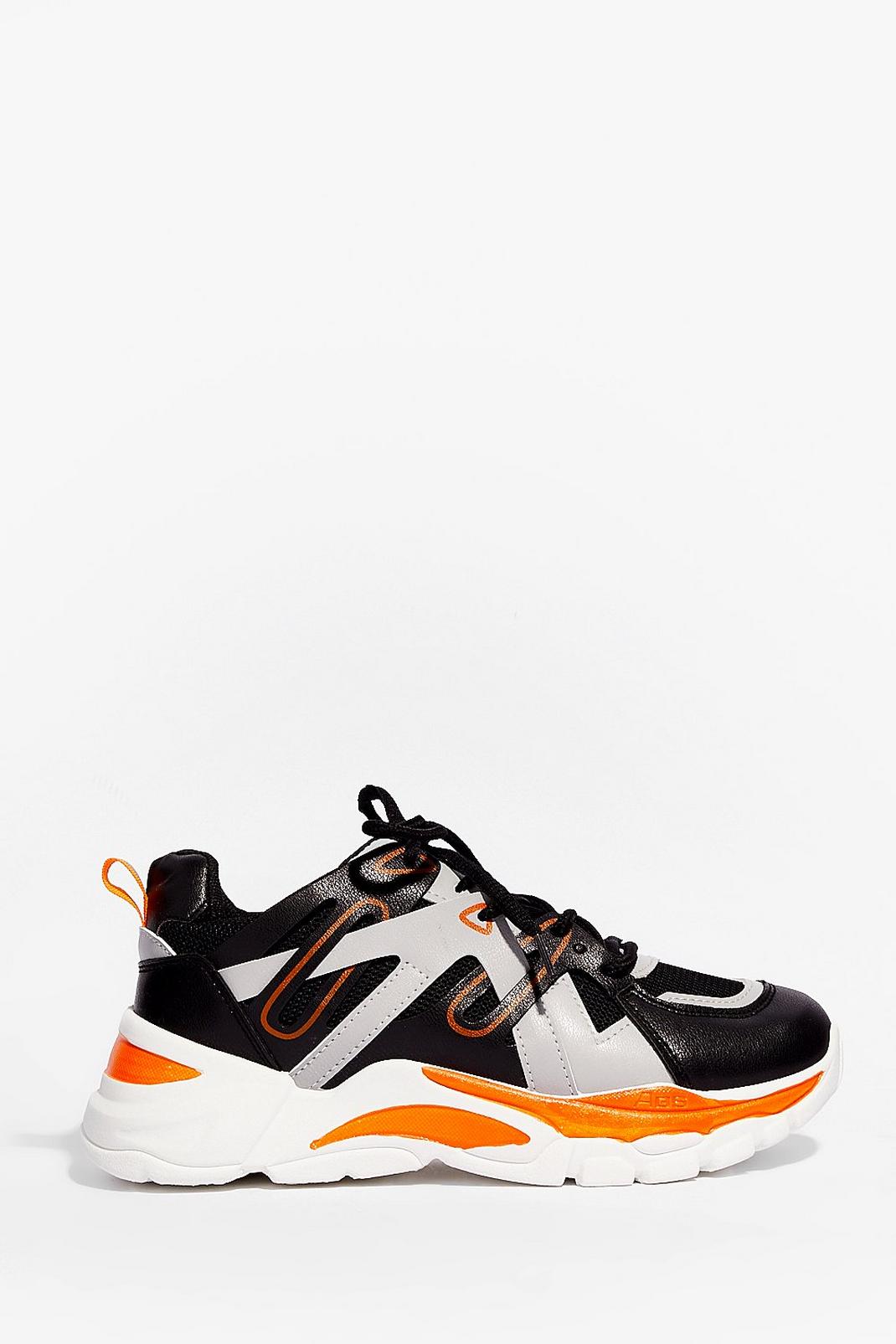 Contrast Faux Leather Chunky Sneakers image number 1