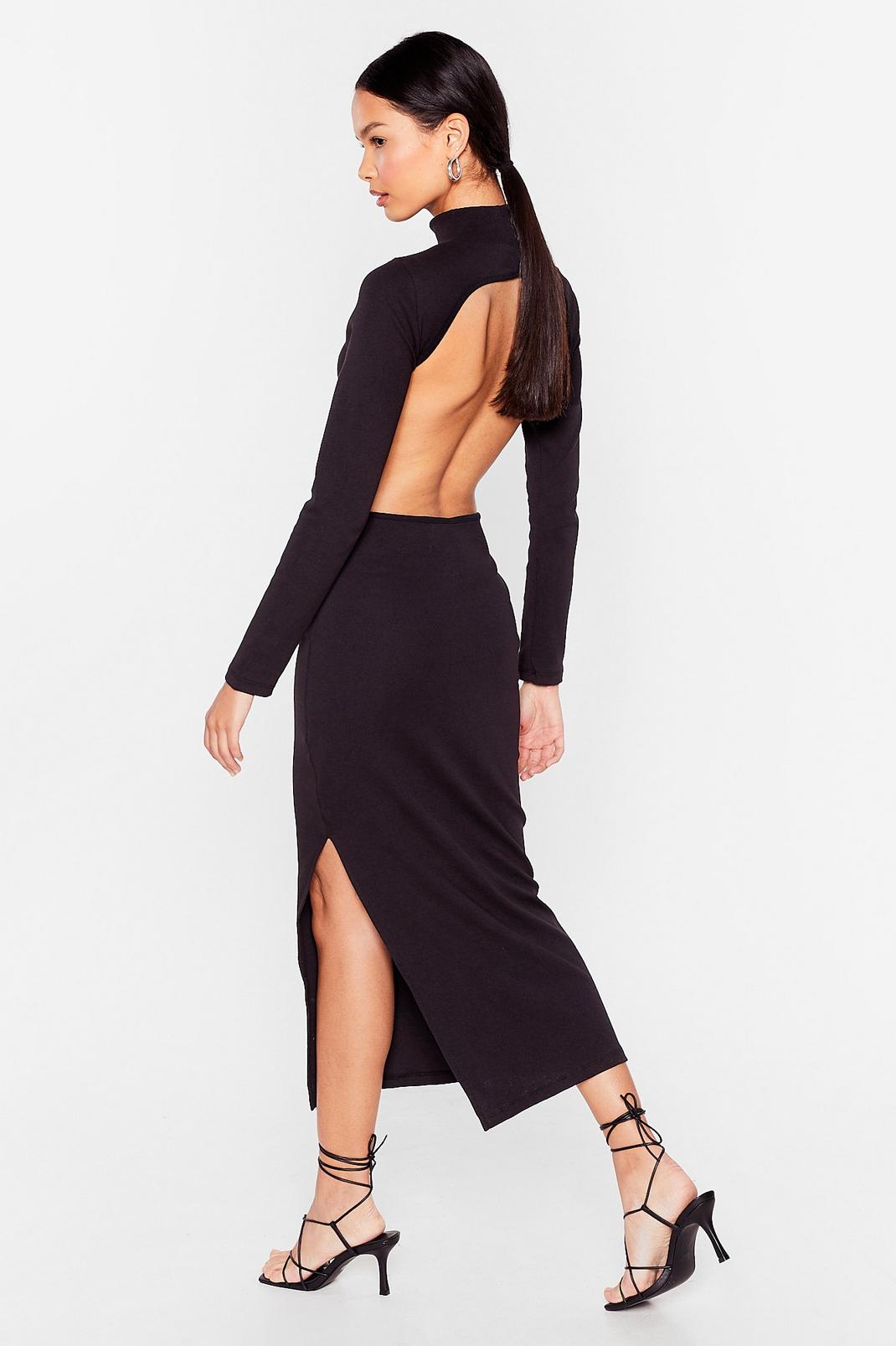Backless Long Sleeve Bodycon Dress image number 1