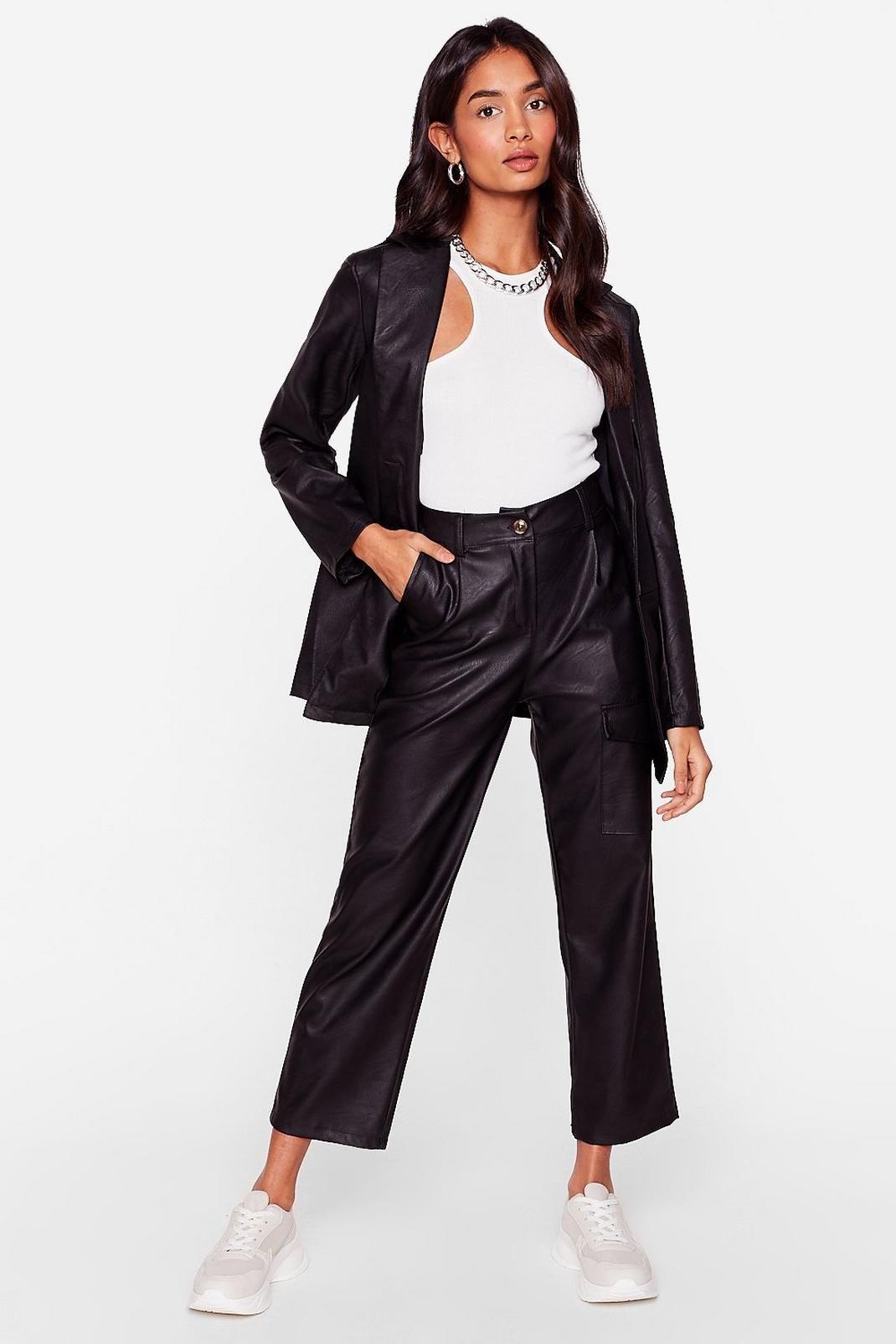 Takin' Care of Business Faux Leather Wide-Leg Pants image number 1