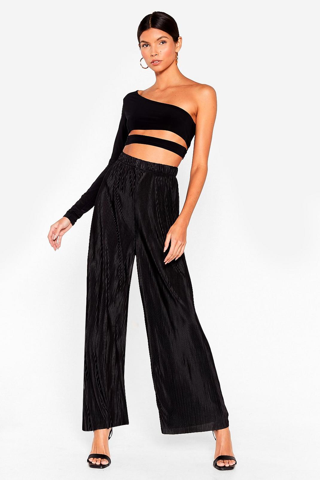 Pleated Wide Leg Crop Trousers image number 1