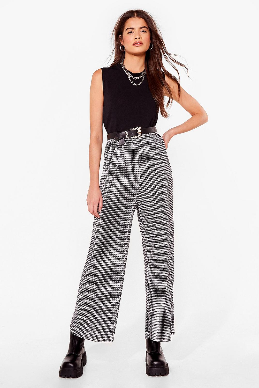 Houndstooth Loose Wide Leg Trousers image number 1