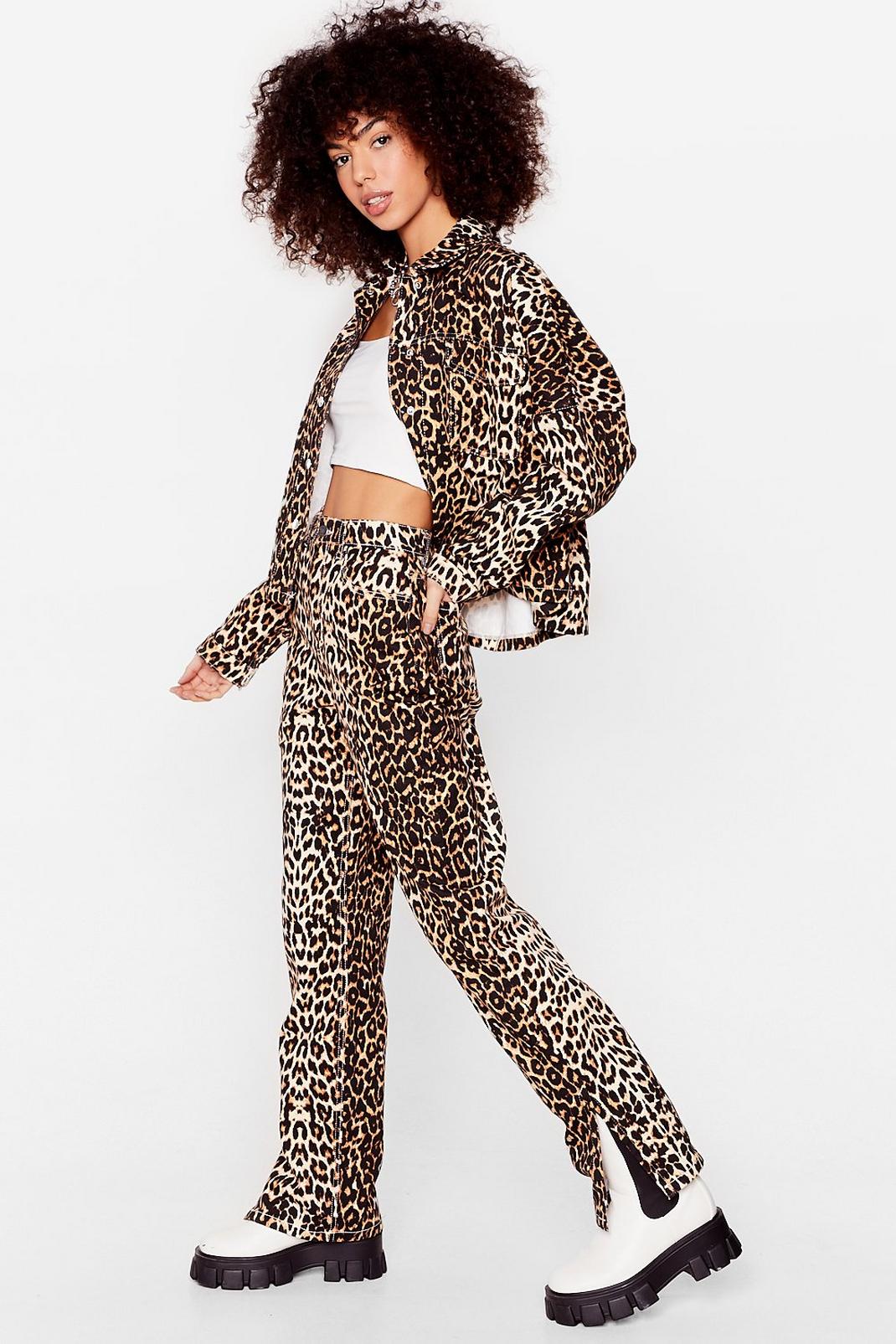 Brown Wild At Heart Leopard Straight-Leg Jeans image number 1