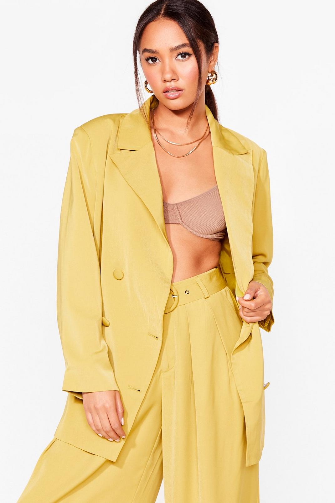 Chartreuse Business as Usual Petite Oversized Blazer image number 1