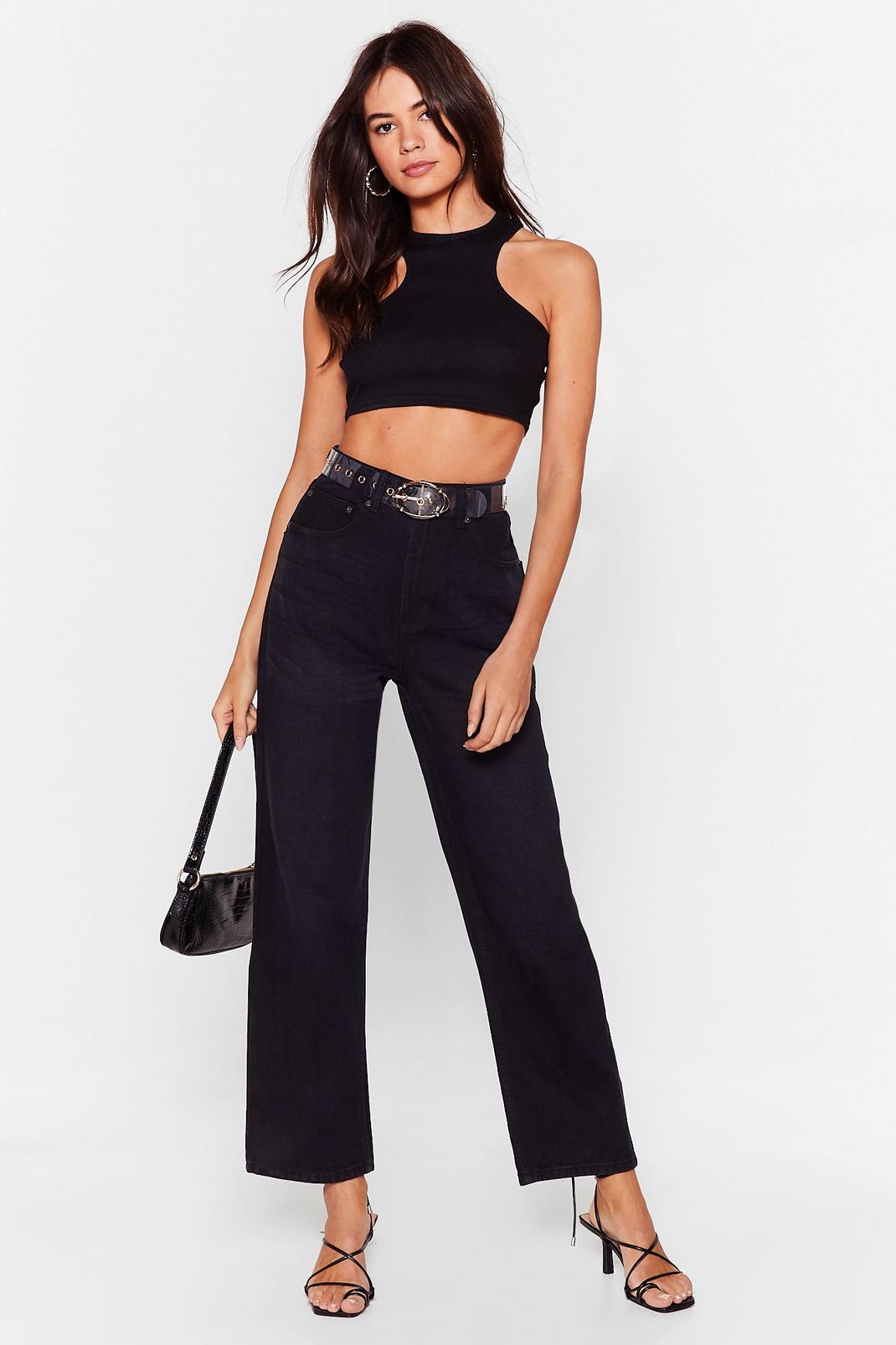 Black In Our Wide-Leg High-Waisted Jeans image number 1