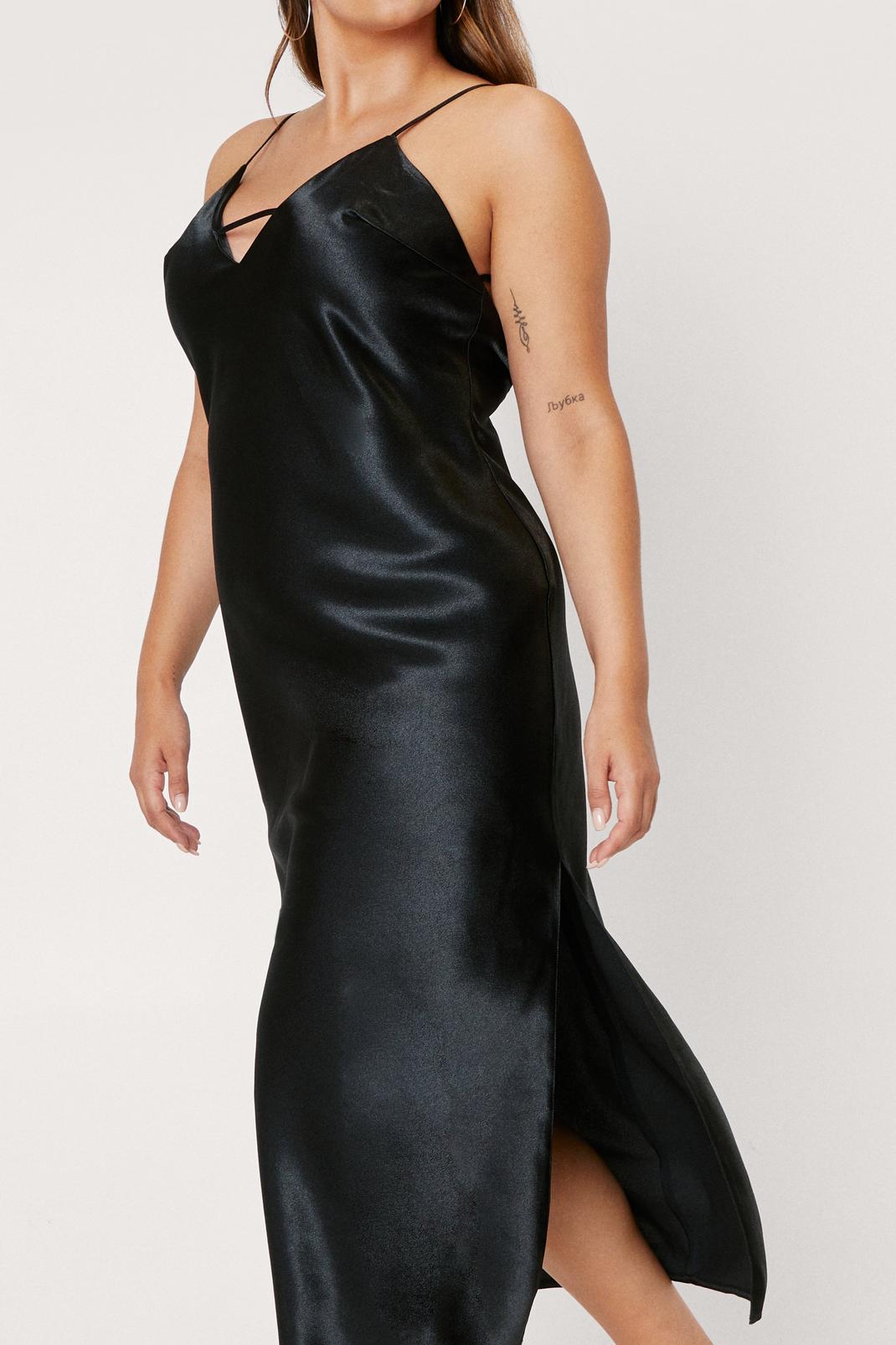 105 Plus Size Strappy Slit Cami Midi Dress image number 2