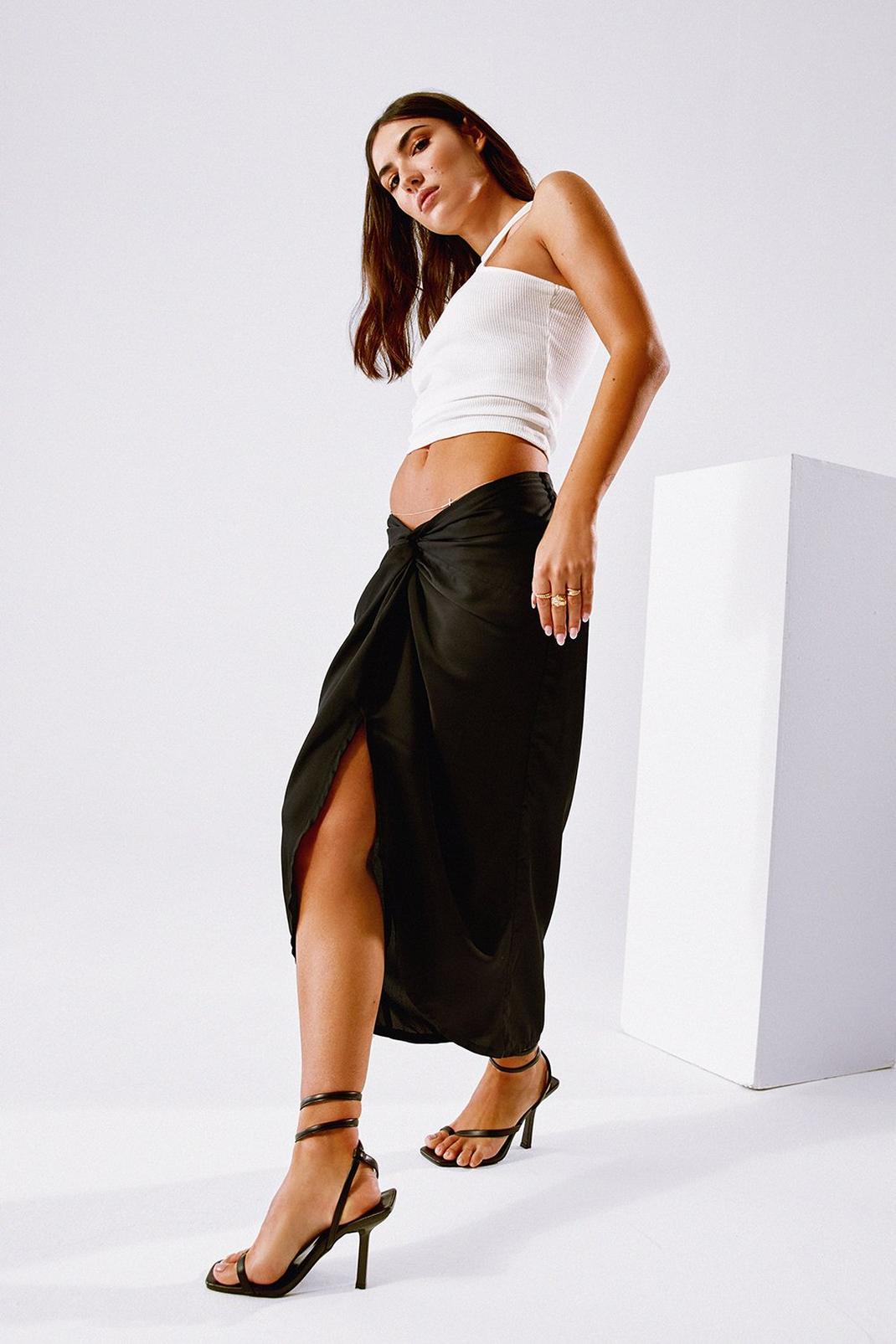 Truly Madly Deeply Satin Midi Skirt image number 1