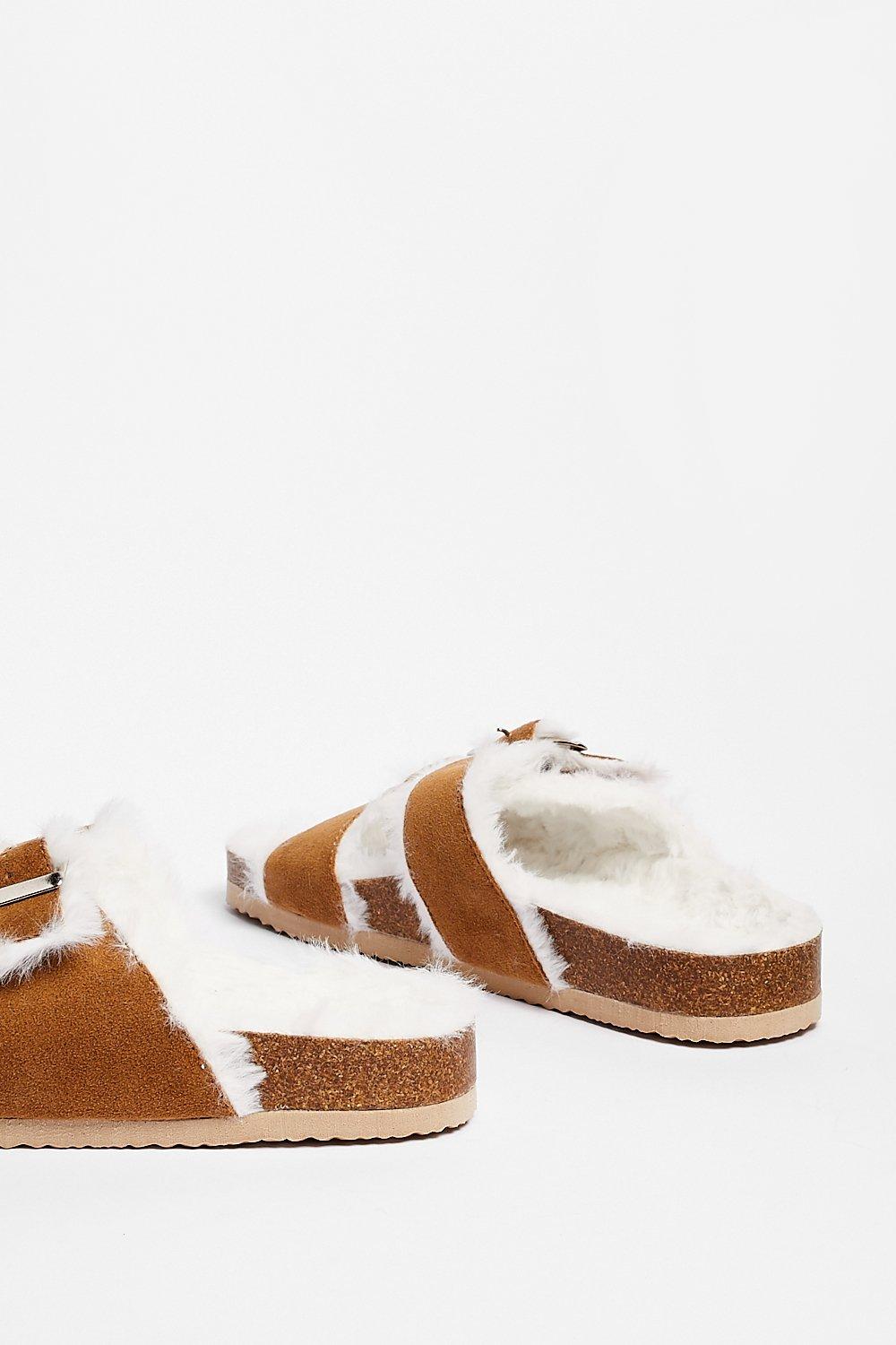 Double strap best sale fur sandals