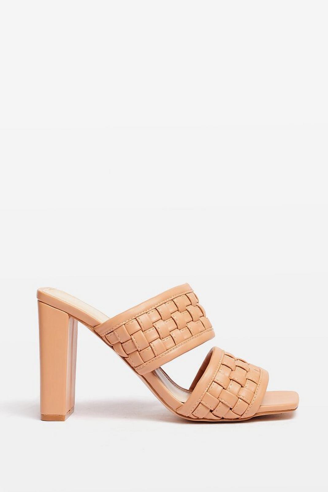 Beige The Woven Moment Faux Leather Heeled Mules image number 1