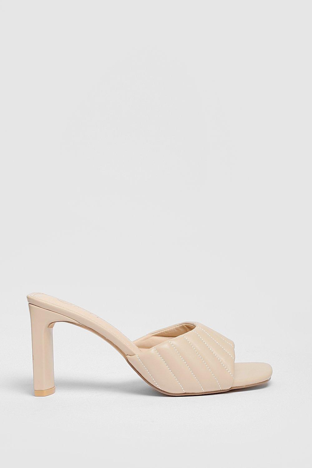 Beige block heel online mules