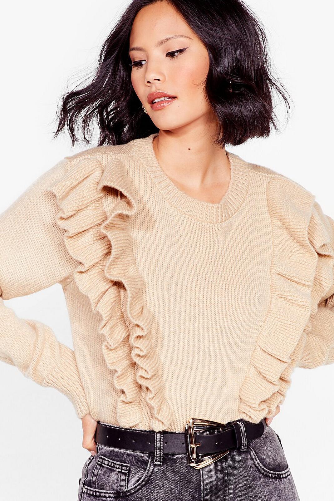 Mushroom We Frill Be There Ruffle Knit Jumper image number 1