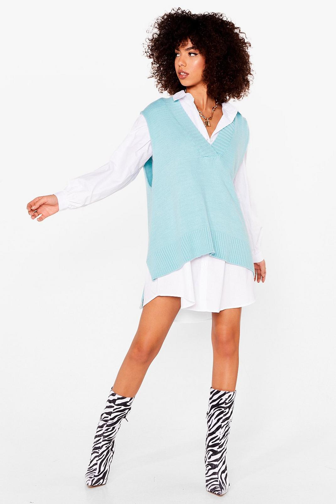 Pull oversize sans manches, Blue image number 1