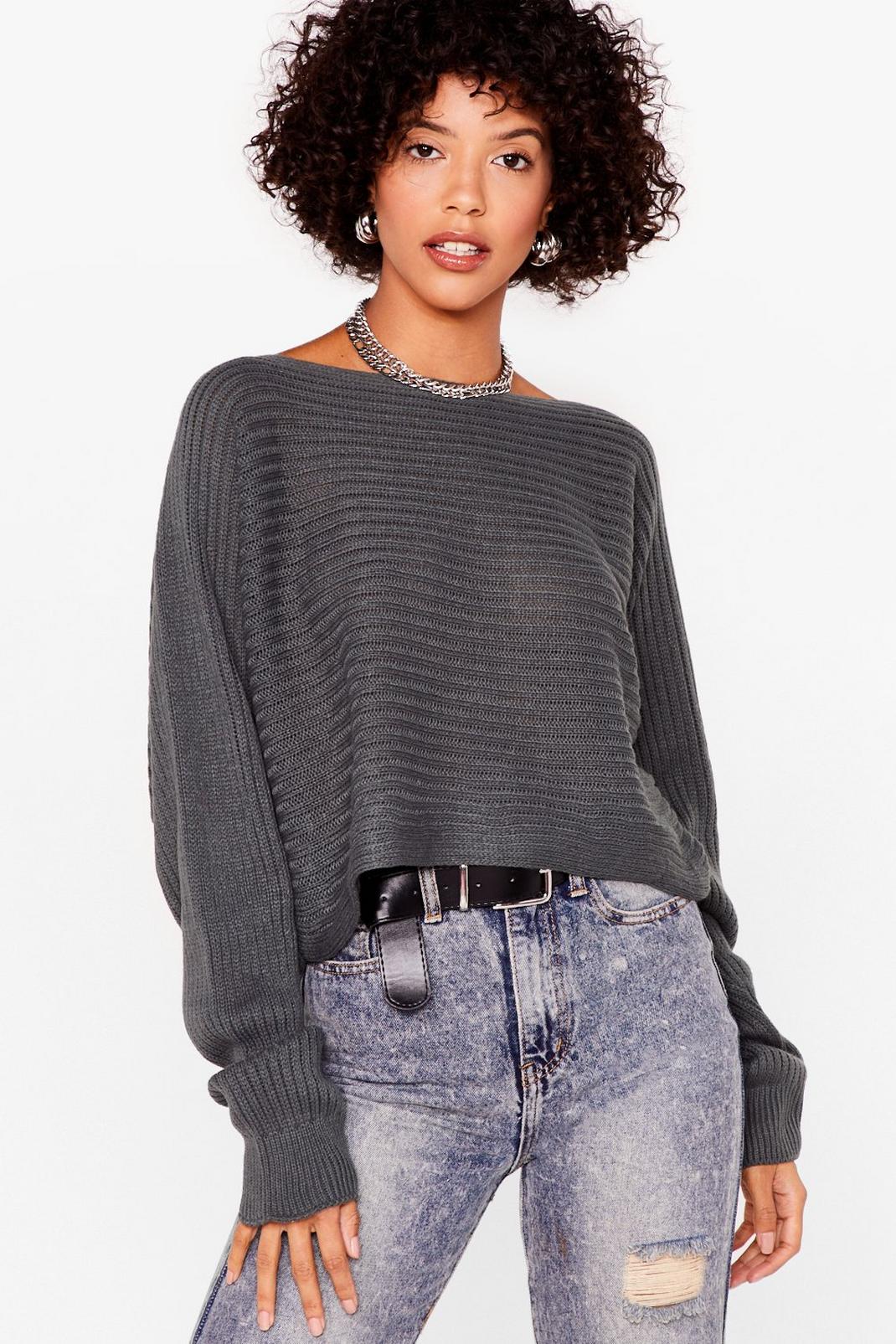 Cropped Ribbed Knit Sweater image number 1