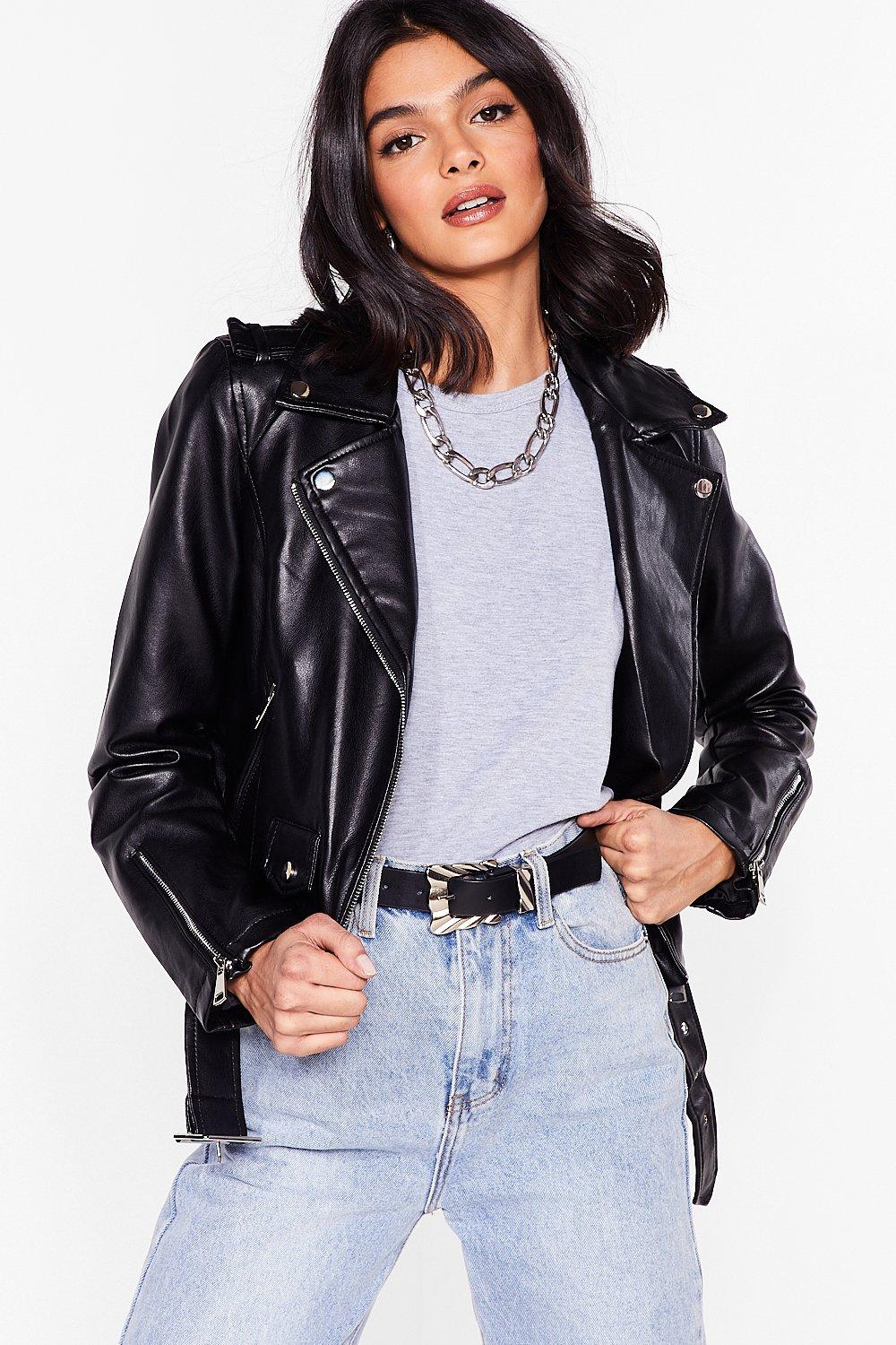 nasty gal belted leather jacket