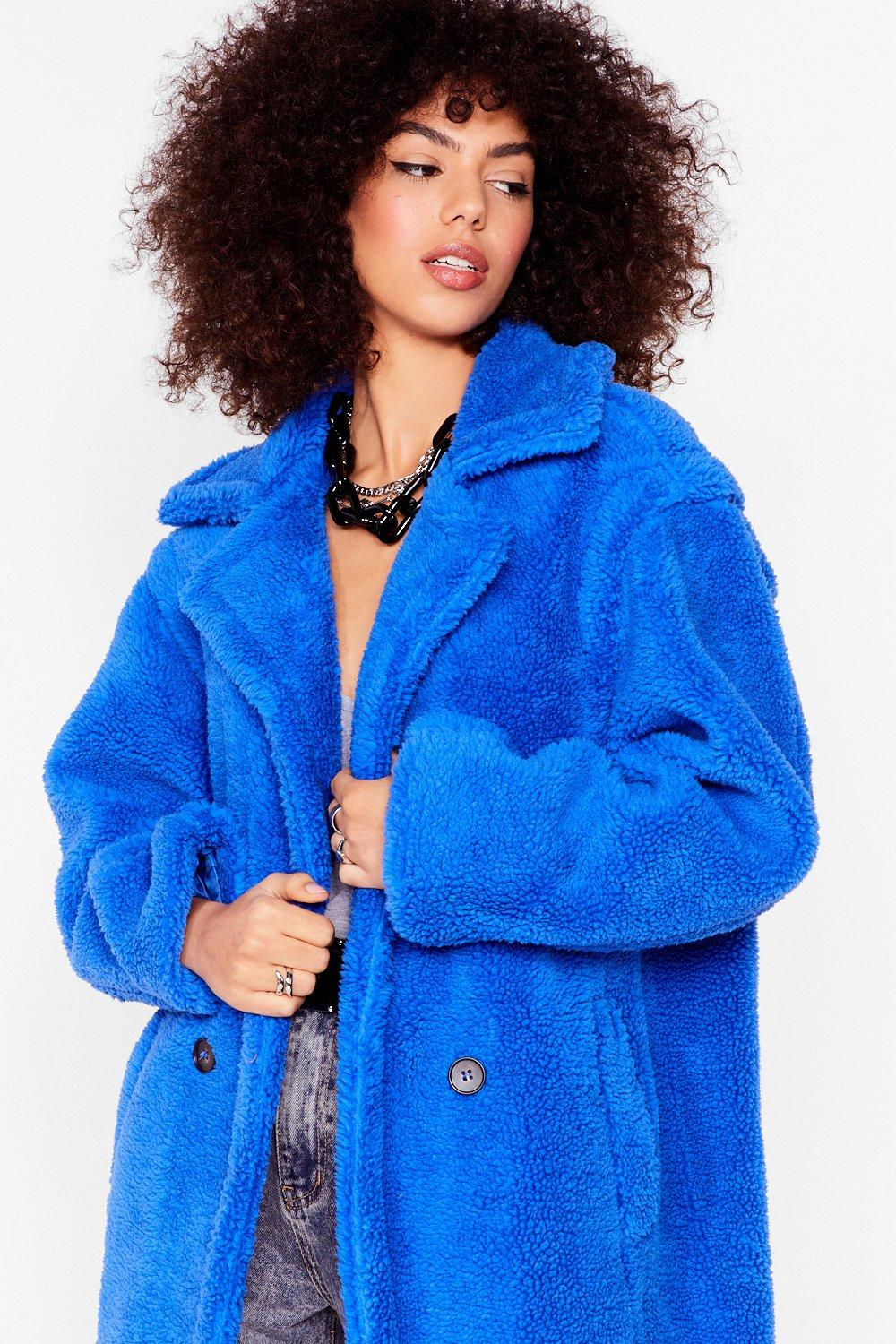 Longline Button Up Teddy Coat