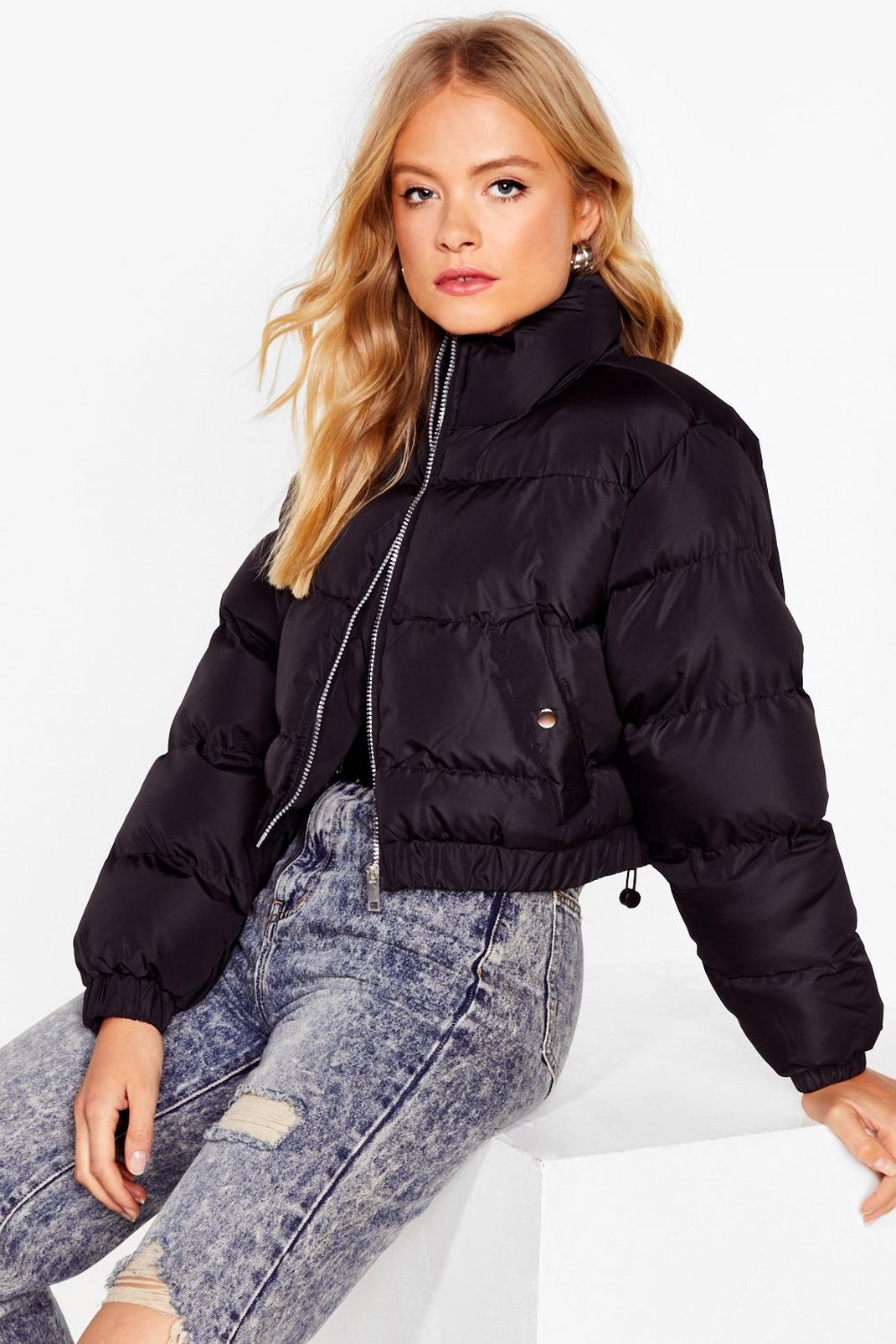 cropped zip up jacket black