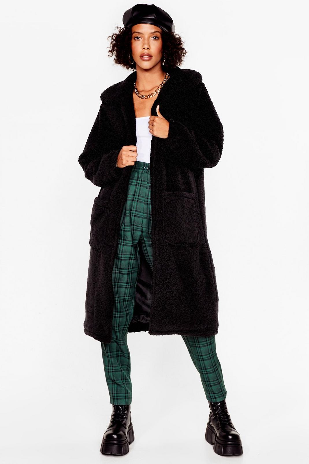Black Shaggy Fleece Coat image number 1