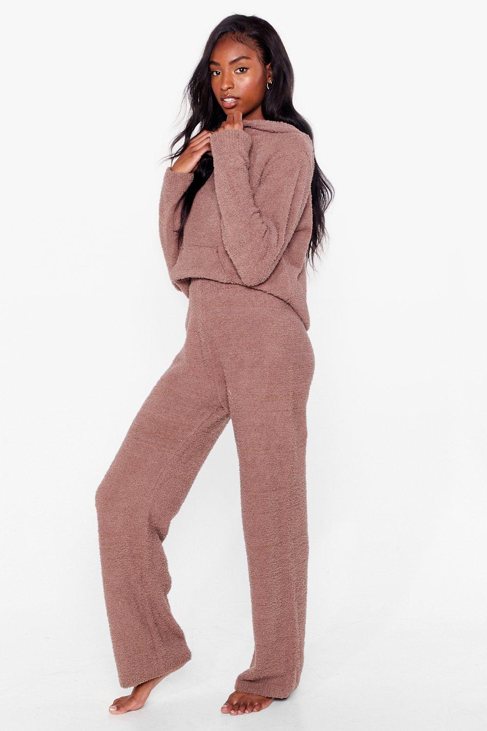 Knit Hoodie and Wide Leg Loungewear Set