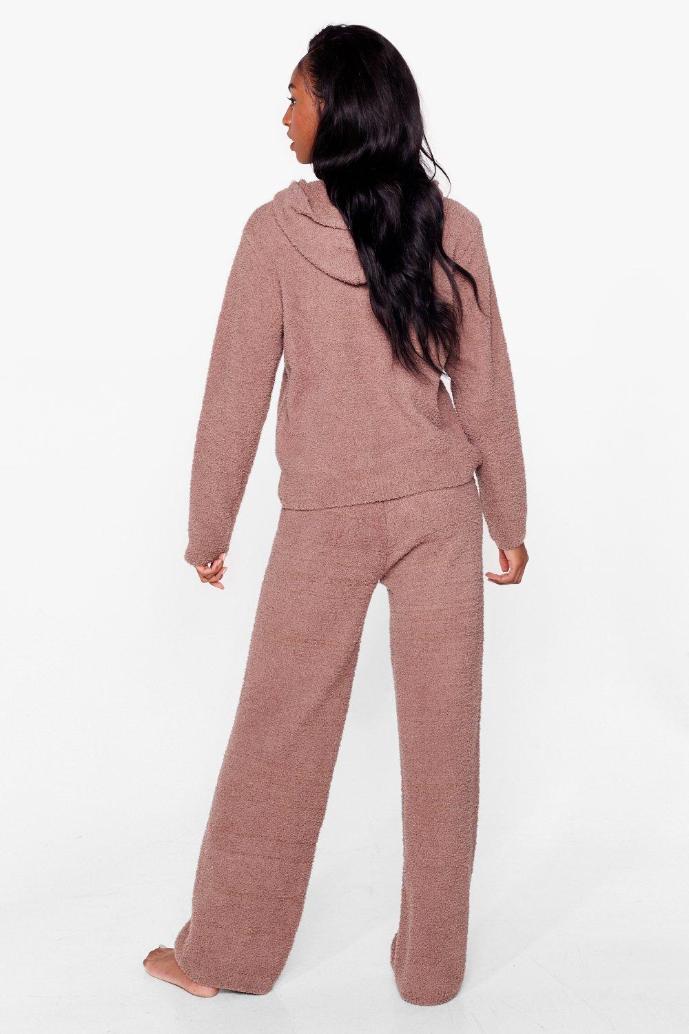 Knit Hoodie and Wide Leg Loungewear Set