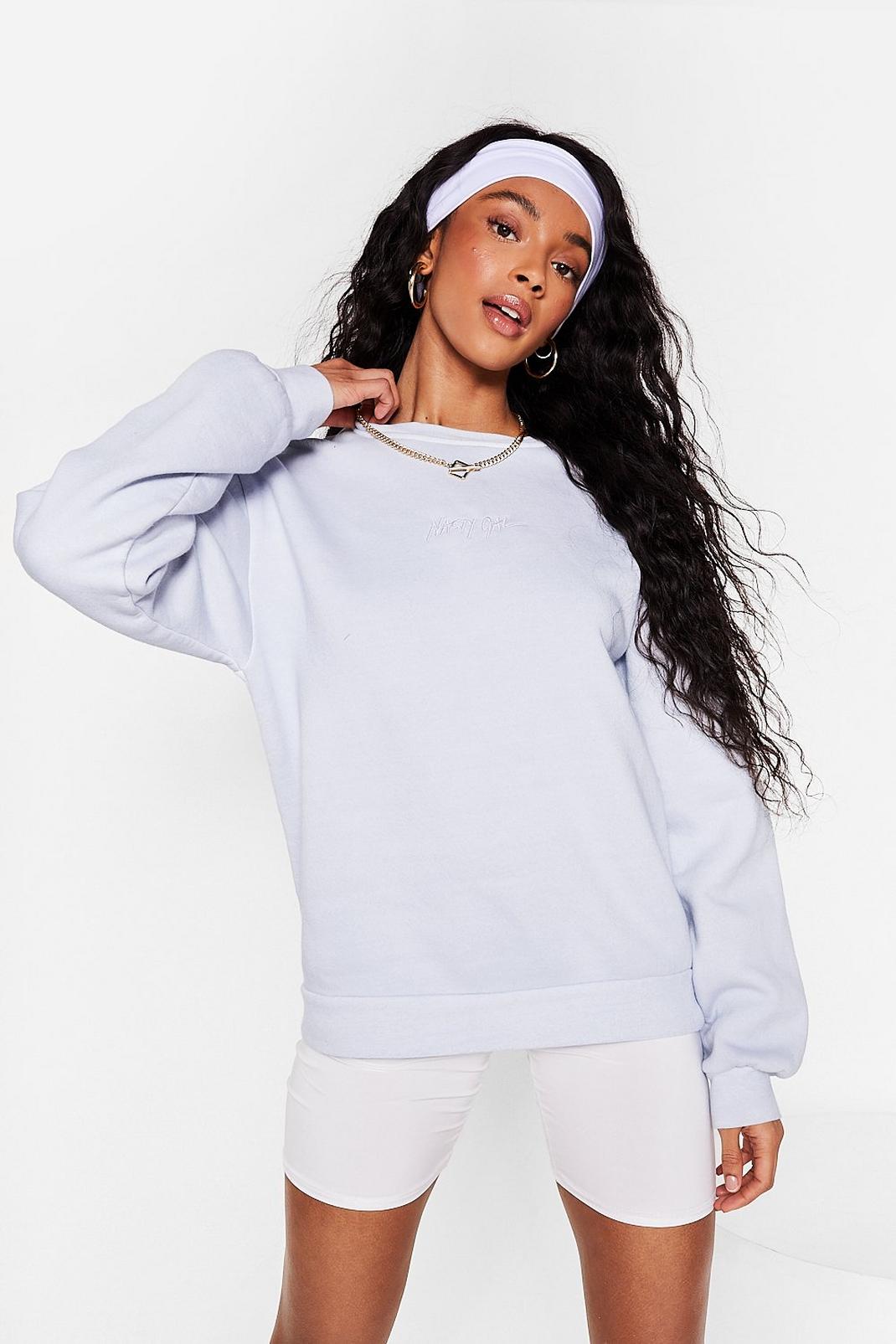 Pale blue Slouchy Nasty Gal Graphic Sweatshirt image number 1
