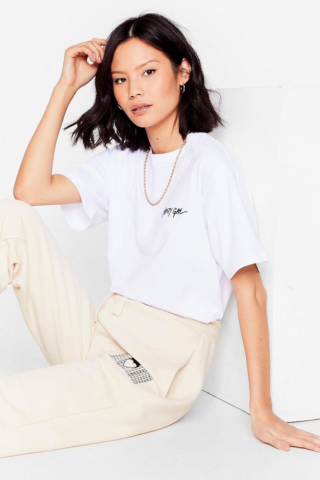 White Baggy Nasty Gal Graphic T-Shirt image number 1