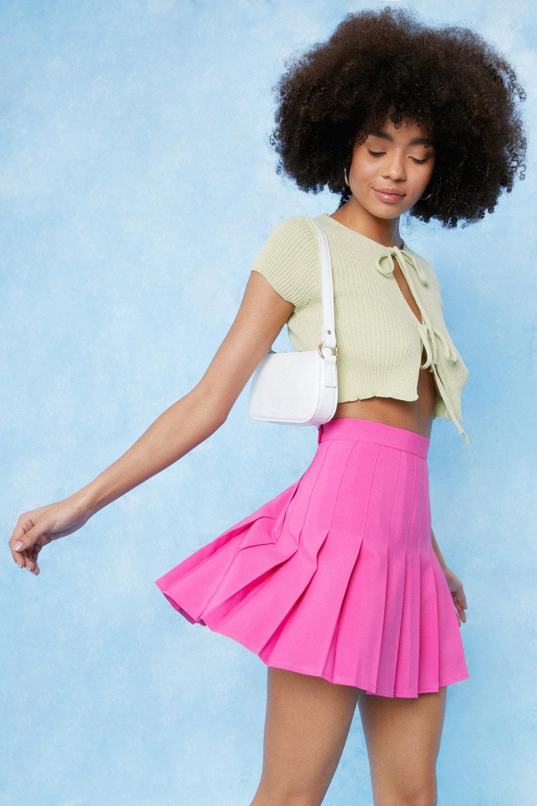 Mini jupe plissée à taille haute, Hot pink image number 1