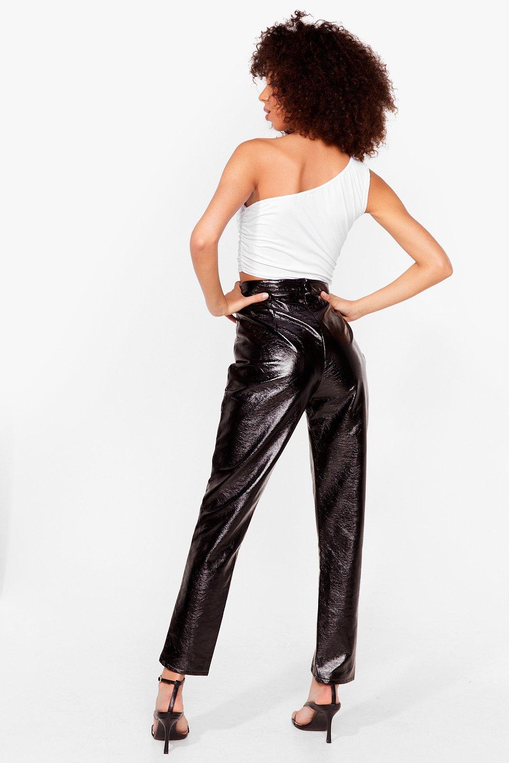 Black high waisted outlet vinyl pants