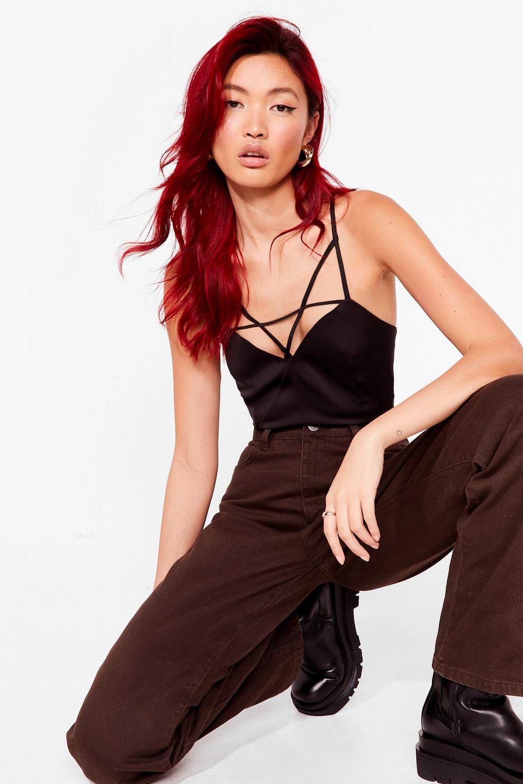 Strappy Satin Crop Top image number 1